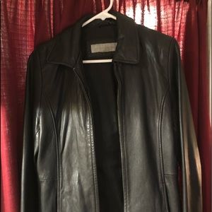 Black leather coat size S